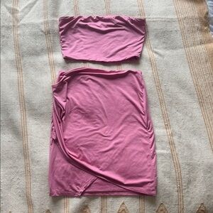 Superdown strapless mini set In rose pink